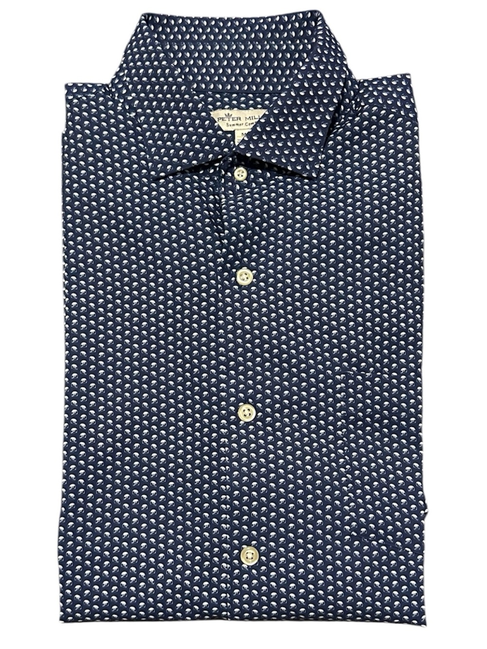 Peter Millar Summer Comfort Navy Blue Performance Button Up Shirt Mens Medium M